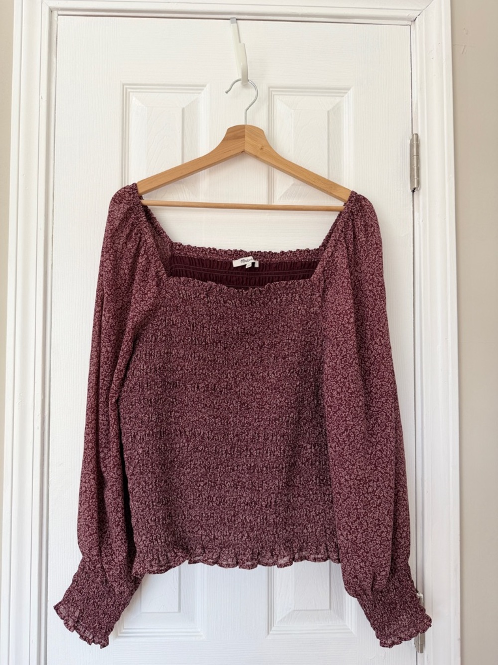 Madewell Lucie Mulberry Cottage Garden Print Bubble Sleeve Top XL